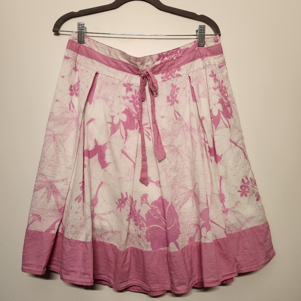 Vintage Y2K Roxy Pleated Skirt | Sz 7 | 32.5" Waist | Pink White Floral A-Line